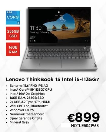 Promoties Lenovo thinkbook 15 intel i5-1135g7 - Lenovo - Geldig van 02/04/2021 tot 30/04/2021 bij Compudeals