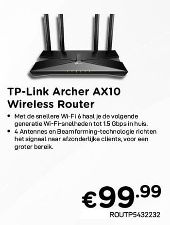 Promoties Tp-link archer ax10 wireless router - TP-LINK - Geldig van 02/04/2021 tot 30/04/2021 bij Compudeals