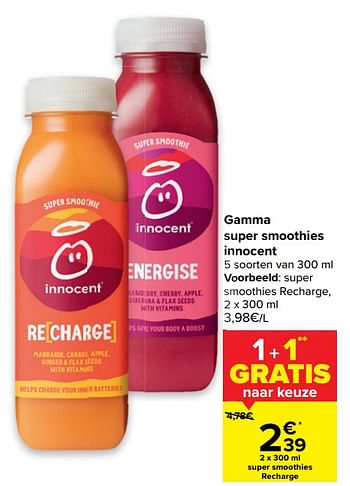Promoties Gamma super smoothies innocent - Innocent - Geldig van 07/04/2021 tot 19/04/2021 bij Carrefour