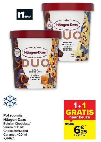 Promoties Pot roomijs häagen-dazs - Haagen-Dazs - Geldig van 07/04/2021 tot 19/04/2021 bij Carrefour