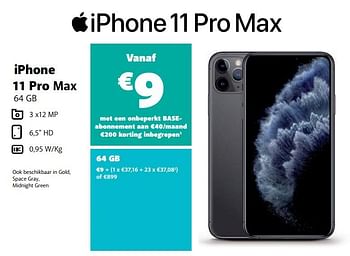 Promoties Apple iphone 11 pro max 64 gb - Apple - Geldig van 05/04/2021 tot 26/04/2021 bij Base