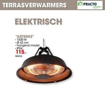 Promotions Terrasverwarmers elektrisch artemis - Practo - Valide de 31/03/2021 à 31/05/2021 chez Hubo