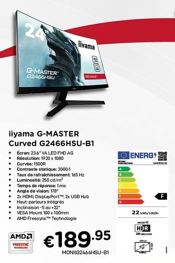 Promotions Iiyama g-master curved g2466hsu-b1 - Iiyama - Valide de 02/04/2021 à 30/04/2021 chez Compudeals