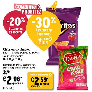 Promoties Cacahuètes, crac a nut paprika, duyvis - Duyvis - Geldig van 08/04/2021 tot 14/04/2021 bij Delhaize