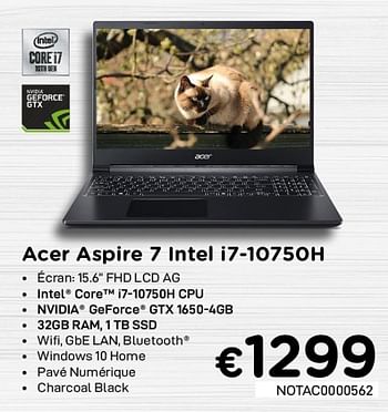 Promotions Acer aspire 7 intel i7-10750h - Acer - Valide de 02/04/2021 à 30/04/2021 chez Compudeals