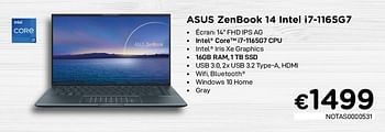 Promotions Asus zenbook 14 intel i7-1165g7 - Asus - Valide de 02/04/2021 à 30/04/2021 chez Compudeals