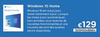 Promotions Microsoft windows 10 home - Microsoft - Valide de 02/04/2021 à 30/04/2021 chez Compudeals