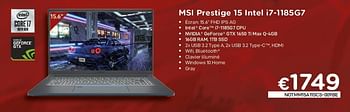 Promoties Msi prestige 15 intel i7-1185g7 - MSI - Geldig van 02/04/2021 tot 30/04/2021 bij Compudeals