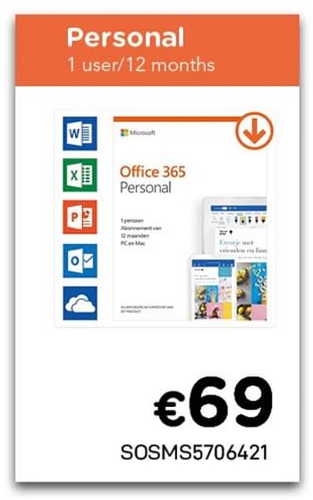 Promotions Office 365 personal - Microsoft - Valide de 02/04/2021 à 30/04/2021 chez Compudeals