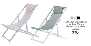 Promotions Monterey chaise pliante - Produit maison - Casa - Valide de 03/04/2021 à 31/08/2021 chez Casa