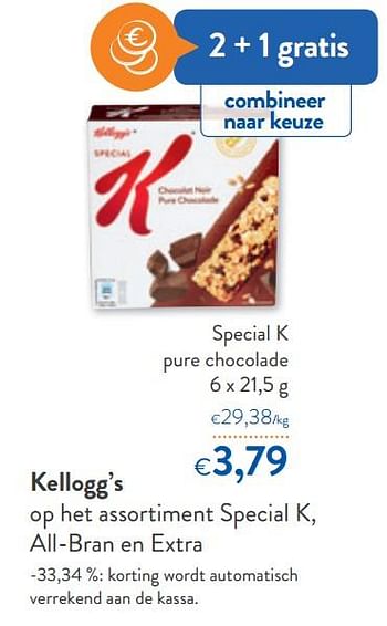 Promoties Kellogg`s special k pure chocolade - Kellogg's - Geldig van 07/04/2021 tot 20/04/2021 bij OKay
