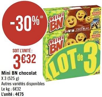 Promotions Mini bn chocolat - BN - Valide de 05/04/2021 à 18/04/2021 chez Géant Casino