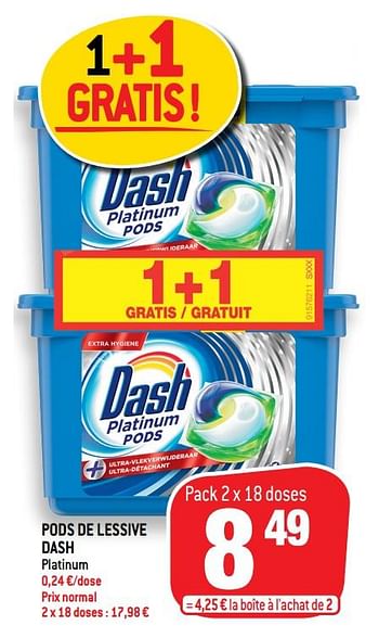 Promoties Pods de lessive dash - Dash - Geldig van 07/04/2021 tot 13/04/2021 bij Match