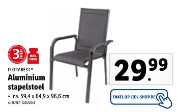 Promoties Aluminium stapelstoel - Flora  Best - Geldig van 12/04/2021 tot 17/04/2021 bij Lidl