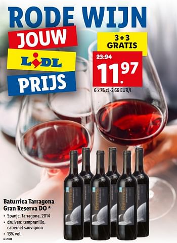 Promoties Baturrica tarragona gran reserva do - Rode wijnen - Geldig van 12/04/2021 tot 17/04/2021 bij Lidl