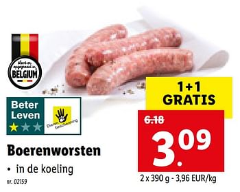 Promoties Boerenworsten - Huismerk - Lidl - Geldig van 12/04/2021 tot 17/04/2021 bij Lidl