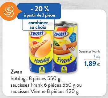 Promoties Zwan saucisses frank - Zwan - Geldig van 07/04/2021 tot 20/04/2021 bij OKay