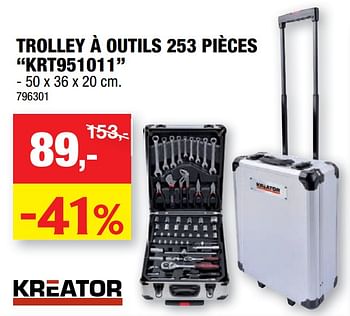Promotions Trolley à outils 253 pièces krt951011 - Kreator - Valide de 07/04/2021 à 18/04/2021 chez Hubo