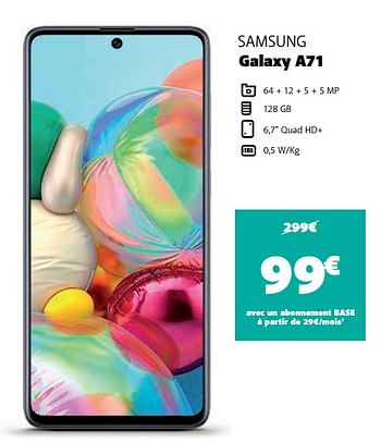 Promotions Samsung galaxy a71 - Samsung - Valide de 05/04/2021 à 26/04/2021 chez Base