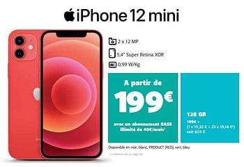 Promotions Apple iphone 12 mini 128 gb - Apple - Valide de 05/04/2021 à 26/04/2021 chez Base