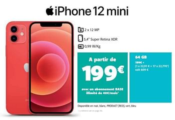 Promotions Apple iphone 12 mini 64 gb - Apple - Valide de 05/04/2021 à 26/04/2021 chez Base