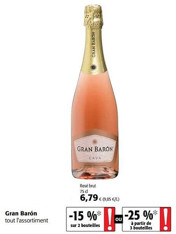 Promotions Gran barón rosé brut - Mousseux - Valide de 07/04/2021 à 20/04/2021 chez Colruyt
