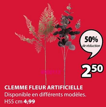 Promotions Clemme fleur artificielle - Produit Maison - Jysk - Valide de 06/04/2021 à 18/04/2021 chez Jysk