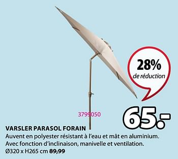 Promotions Varsler parasol forain - Produit Maison - Jysk - Valide de 06/04/2021 à 18/04/2021 chez Jysk