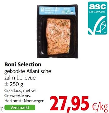 Promoties Boni selection gekookte atlantische zalm bellevue - Boni - Geldig van 07/04/2021 tot 20/04/2021 bij Colruyt