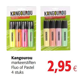 Promoties Kangourou markeerstiften fluo of pastel - Kangourou - Geldig van 07/04/2021 tot 20/04/2021 bij Colruyt