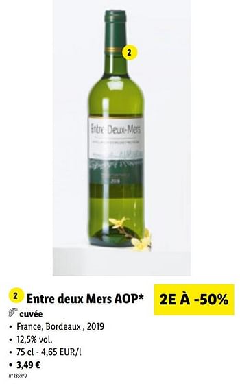 Promoties Entre deux mers aop cuvée - Witte wijnen - Geldig van 12/04/2021 tot 17/04/2021 bij Lidl
