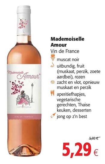 Promoties Mademoiselle amour vin de france - Rosé wijnen - Geldig van 07/04/2021 tot 20/04/2021 bij Colruyt