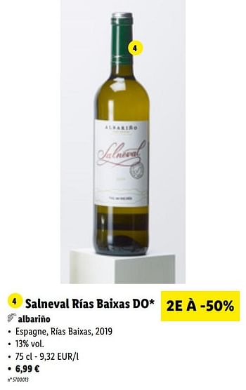 Promotions Salneval rías baixas do albariño - Vins blancs - Valide de 12/04/2021 à 17/04/2021 chez Lidl