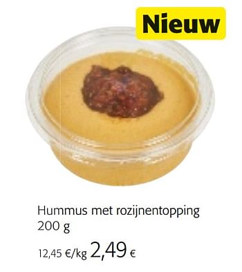 Promoties Hummus met rozijnentopping - Huismerk - Colruyt - Geldig van 07/04/2021 tot 20/04/2021 bij Colruyt