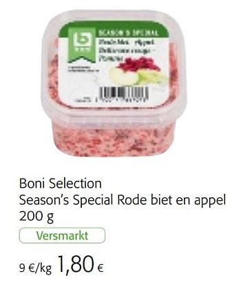 Promoties Boni selection season`s special rode biet en appel - Boni - Geldig van 07/04/2021 tot 20/04/2021 bij Colruyt