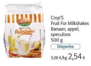 Promotions Crop`s fruit for milkshaker banaan appel speculoos - Crop's - Valide de 07/04/2021 à 20/04/2021 chez Colruyt