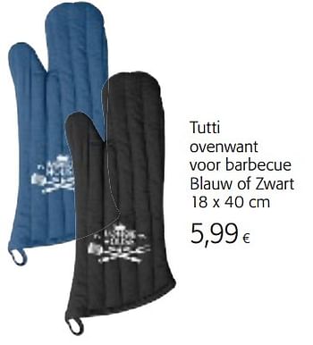 Promoties Tutti ovenwant voor barbecue blauw of zwart - Tutti - Geldig van 07/04/2021 tot 20/04/2021 bij Colruyt