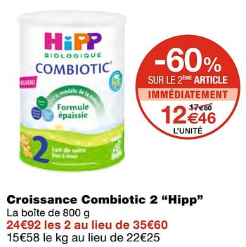 Promotions Croissance combiotic 2 hipp - Hipp - Valide de 07/04/2021 à 18/04/2021 chez MonoPrix