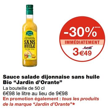 Promoties Sauce salade dijonnaise sans huile bio jardin d`orante - Le Jardin d`Orante - Geldig van 07/04/2021 tot 18/04/2021 bij MonoPrix