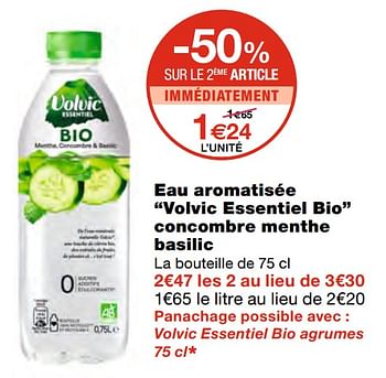 Promoties Eau aromatisée volvic essentiel bio concombre menthe basilic - Volvic - Geldig van 07/04/2021 tot 18/04/2021 bij MonoPrix