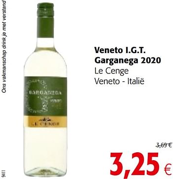 Promoties Veneto i.g.t. garganega 2020 le cenge veneto - italië - Witte wijnen - Geldig van 07/04/2021 tot 20/04/2021 bij Colruyt