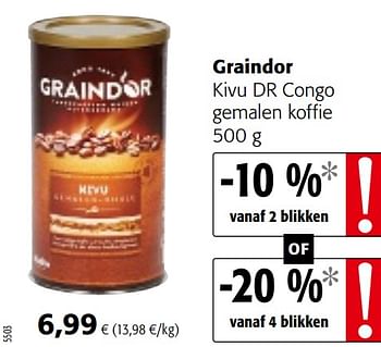 Promoties Graindor kivu dr congo gemalen koffie - Graindor - Geldig van 07/04/2021 tot 20/04/2021 bij Colruyt