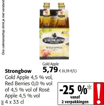 Promoties Strongbow gold apple red berries of rosé apple - Strongbow - Geldig van 07/04/2021 tot 20/04/2021 bij Colruyt