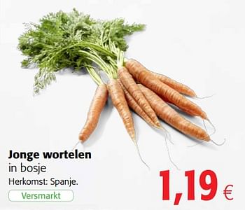 Promotions Jonge wortelen - Produit maison - Colruyt - Valide de 07/04/2021 à 20/04/2021 chez Colruyt