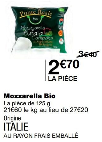 Promotions Mozzarella bio - Produit Maison - MonoPrix - Valide de 07/04/2021 à 18/04/2021 chez MonoPrix