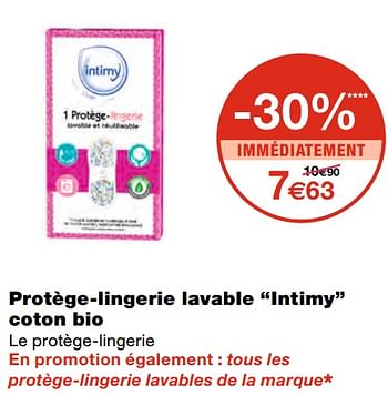 Promotions Protège-lingerie lavable intimy coton bio - Intimy - Valide de 07/04/2021 à 18/04/2021 chez MonoPrix