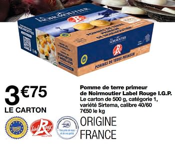 Promotions Pomme de terre primeur de noirmoutier label rouge i.g.p. - Produit Maison - MonoPrix - Valide de 07/04/2021 à 18/04/2021 chez MonoPrix