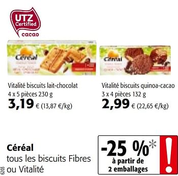 Promotions Céréal tous les biscuits fibres ou vitalité - Céréal - Valide de 07/04/2021 à 20/04/2021 chez Colruyt