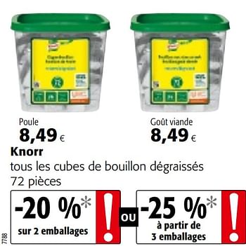 Promotions Knorr tous les cubes de bouillon dégraissés - Knorr - Valide de 07/04/2021 à 20/04/2021 chez Colruyt