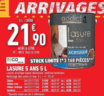 Promoties Lasure 5 ans 5 l - Addict - Geldig van 02/04/2021 tot 15/04/2021 bij Brico Cash